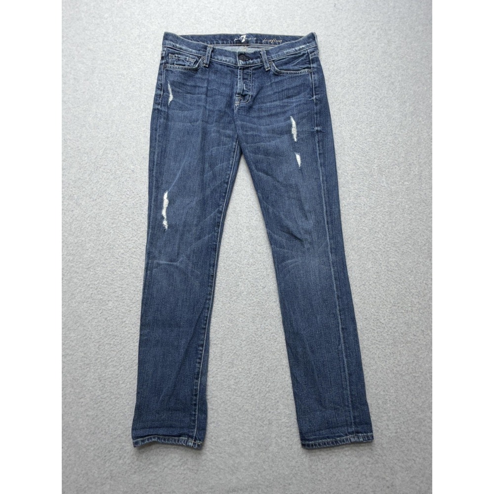 7 For All Mankind Josefina Jeans Womens 26 Blue Med Wash Mid Rise Boyfriend